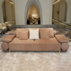 Italian Light Luxury Frosted Leather Couch Sofa Luxury Living Room Hotel Sofa Set 3 4 Seater High-end Villa Full Leather Couch
