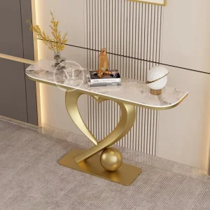 Italian Light Luxury Metal Rock Slab Entrance Console Table Modern Minimalist Customizable Hotel Apartment Living Room Furniture