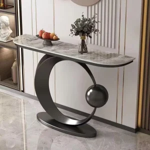 Italian Light Luxury Metal Slate Top Console Table for Entryway Living Room Modern Design