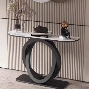 Italian Light Luxury Modern Multifunctional Console Table with Slate Top for Villa Hotel Entryway Hallway