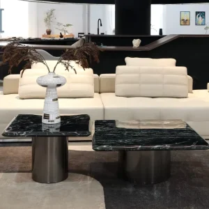 Italian Light Luxury Modern Simple Minimalist Durable Two piece Square High Low Combination Design Natural Marble Coffee Tables