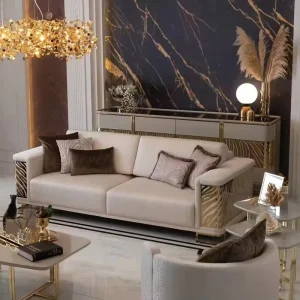 Italian Light Luxury White Velvet U Shaped Sectional Sofa Set Hong Kong Style Postmodern Design for Large Homes and Luxury Villas
