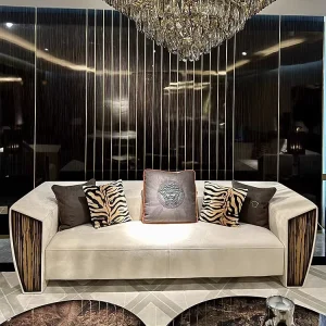 Italian Luxury Fabric Sofa Set Modern Design Small Apartments Solid Wood Three-Person Modular Combination Living Mall Basement