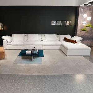 Italian Luxury Furniture Large Sectional Lounge L Shape Sofa Modern Premium Villa Linen Fabric Sofas for Home