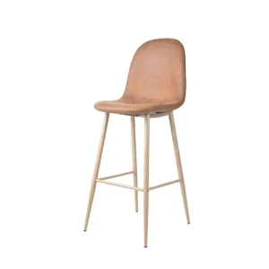Italian Luxury Modern Living Room Dining Bar Furniture Simple Design Metal Base PU Leather Leisure High Bar Chair Armless Bar