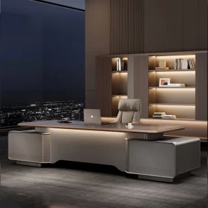 Italian Luxury Office Furniture Set L Shaped Executive Desk with Storage for CEO Boss Commercial Furniture Solutions