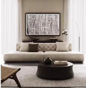 Italian Luxury Sectional Sofa Modern Modern Design Multi Seat Stylish Light Artificial Leather for Living Room