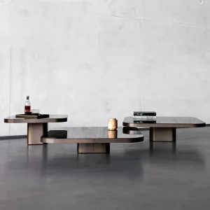 Italian Luxury Stainless Steel Combination Coffee Table Glass Top Center Tables Set for Living Room Hotel Lobby Villa Furniture