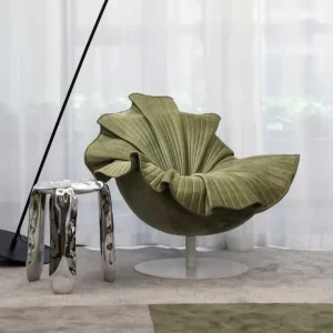 Italian Luxury Style Fabric Modern Petal Shape Swivel Leisure Armchair for Living Room Dining Home Apartment