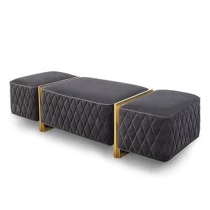 Italian Luxury Velvet Leather Eco Friendly Handmade Shoe Changing Stool Minimalist Design Soft Bed End Bench for Bedroom Entry
