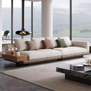 Italian Mid Century Modern Sectional Sofa Set Thickened Cotton Linen Minimalist Fabric Connery Style Living Room Furniture