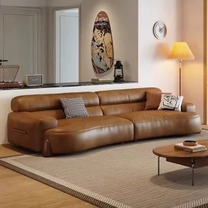 Italian Mid Century Sofa Set Furniture Customizable Leather Home Office Sitting Room Furniture Living Room Sofa