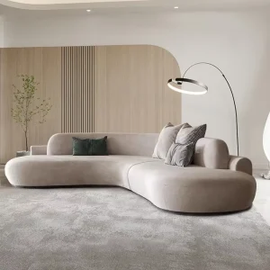 Italian Minimalist Corner Arc Sofa Modern Fabric Sofa for Living Room Beauty Salon Office Reception Area Furniture
