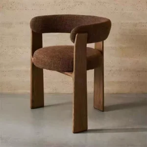 Italian Minimalist Hotel Restaurant Synthetic Leather & Fabric Dining Chair