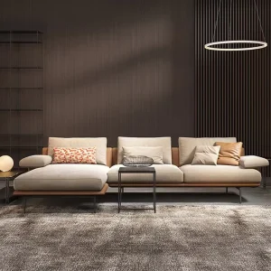 Italian Minimalist Large Unit Fabric Adjustable Sectional Sofa Set Multiple Seats Cream Style Apartment Hotel Use