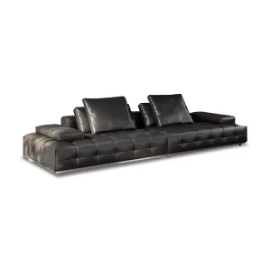 Italian Minimalist Leather Art Sofa Set Modern Simple Luxury Living Room Furniture Black Color for Malls