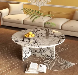 Italian Minimalist Luxury Stone Coffee Table Calacata Violet Marble Custom Size for Living Room Furniture