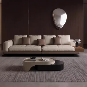 Italian Minimalist Modern Light Luxury Connolly Top Layer Cowhide Straight Leather Sofa for Small Apartment Living Room