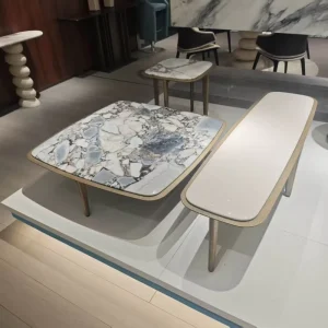 Italian Minimalist Natural Marble Square Coffee Table for Luxurious Living Room for Home Use