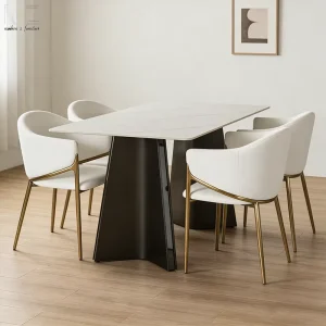 Italian Minimalist Rectangle Marble Sintered Stone Top Dining Table Set for Home Restaurant Furniture 8 Seater