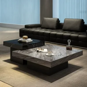 Italian Minimalist Sintered Stone Square Nesting Coffee Tables Modern Living Room High Low Set China Made
