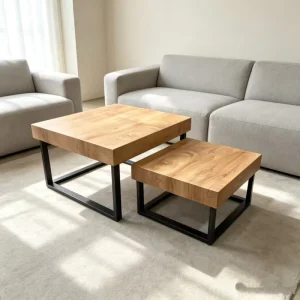 Italian Minimalist Square Wood Coffee Table Designer Home Living Room Furniture