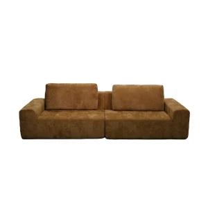 Italian Minimalist Three Seater Fabric Square Sofa Cushion Back Solid Wood Legs Customizable Gym Workshop Living Room Mall