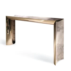 Italian Minimalist Ultra Narrow Stainless Steel Entrance Table with Marble Top Suitable for Living Room Entrance