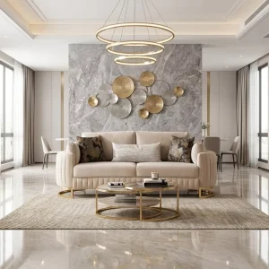 Italian Modern Leisure Golden Modular Comfortable Apartment Sectional Living Room Furniture Velvet Fabric