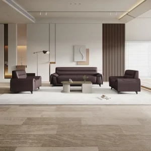 Italian Modern Leisure Sofa Luxury PU Leather Office Settee High Density Sponge Office Couch