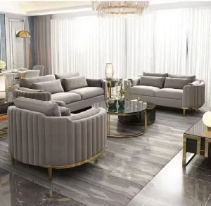Italian Modern Luxury 1+2+3 Seat Combination Elegant Dubai Style Curved Living Room Couch Set Elegant Home Décor Featuring Foam
