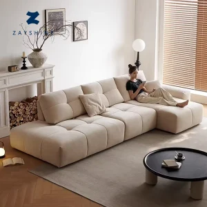 Italian Modern Luxury Chenille Velvet Living Room Set Sofa Pixel 4 Seater Deep Throne Adjustable Functional Corner Sofa