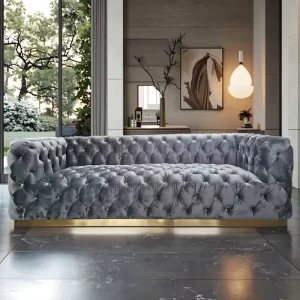 Italian Modern Luxury Chesterfield Sofa Set Velvet Fabric with Extendable Feature for Hotel Mall & Home Living Room Furniture