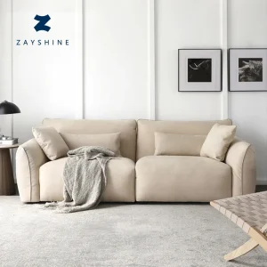 Italian Modern Luxury Khaki Leathaire Living Room Sofa Set Modular 2-seater Apartment Villa Upright Leisure Floor Sofa