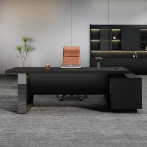 Italian Modern Luxury Office Furniture Set L Shaped Executive Desk with Cabinet for CEO Manager Office Solutions