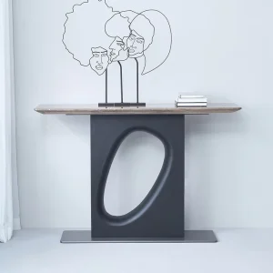 Italian Modern Marble Console Table Unique Hollowed Base Entry Table Hallway Accent Table for Home Hotel