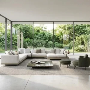 Italian Modern Minimalist Living Room Corner Sofa Wooden Frame Suitable for Hotels and Villas Comfortable Fabric Sofa Set