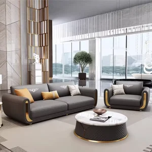 Italian Modern PU Faux Leather Square Sectional Combination Sofa with Sponge Filling for Living Room Office Use