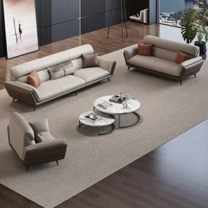 Italian Office Sofa Leather Modular Modern Business Reception Leisure Three Person Combination Set