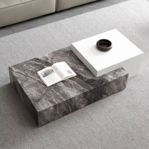 Italian Rectangle Shape Creative Coffee Table Luxury Modern Slate Square Corner Table Side Table for Living Room