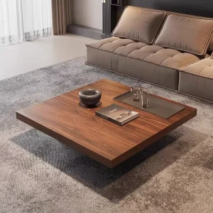 Italian Simple Square Wooden Living Room Coffee Table Home Use Coffee Table High End Center Luxurious Coffee Table