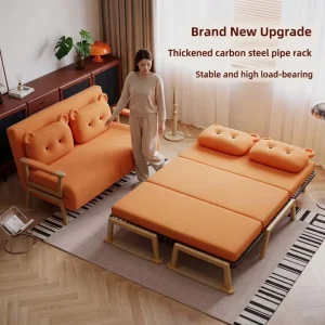 Italian Style 2 Seater Foldable Sofa Bed Fabric Sleeper with Armrests for Living Room & Hotel