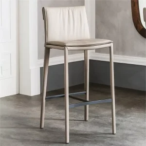 Italian Style Bar Chairs Luxury Design High Stool Leather Bar Chairs With Metal Legs for Home Bar