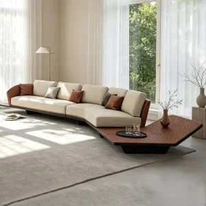 Italian Style Convertible Sofas Modernos Sectional Sofa Set Furniture Living Room with Coffee Table