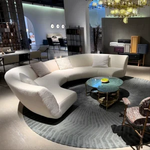Italian Style Corner Large Arc Fabric Sofa Combination Sofa Modern Size Villa Living Room Combination Sofa Couch