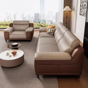 Italian Style GENUINE Leather Sectional Sofa Set Modern Design with Simple Style for Small Apartments Sponge 1 2 3 Seat Bed