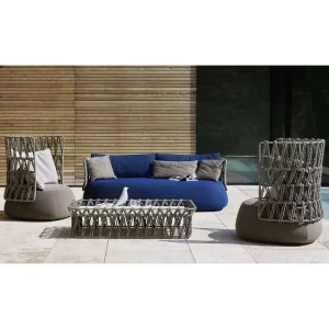 Italian Style Garden Sofa Water Proof Fabric Cover Hotel Villa Resort Rope Weaving Outdoor Patio Garden Sofa Set
