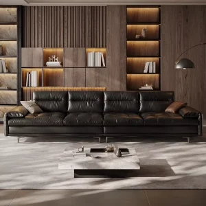 Italian Style Leather Modular Design Simple Lines Sofa Designer Recommended Foshan Factory Production