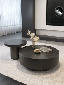 Italian Style Light Luxury High end Metal Coffee Table Stone Slab Top Storage Modern Minimalist Design for Living Rooms Small