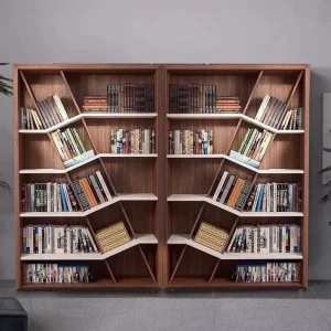 Italian Style Light Luxury Solid Wood Bookcase Set Minimalist Study Design Multi Tiered Bookshelf Bookcase Storage Cabinet Home